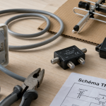 Branchement antenne tv schema : prise TV, répartiteur et plusieurs TV