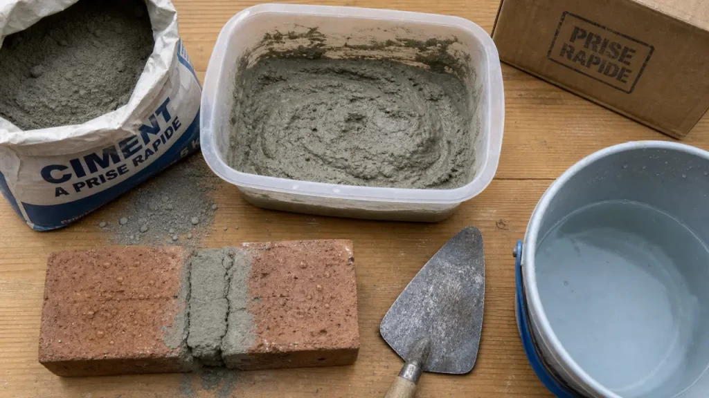 Ciment rapide : prise en 5 à 10 minutes, pâte et outils