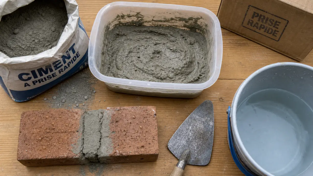Ciment rapide : prise en 5 à 10 minutes, pâte et outils