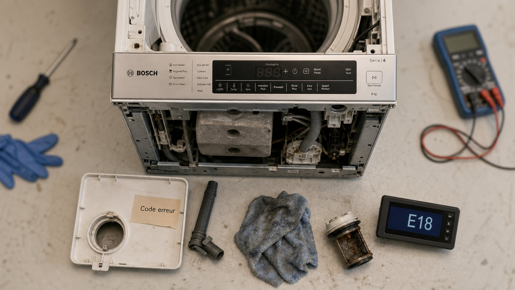 Liste code erreur lave linge Bosch : afficheur E18 et diagnostic panne