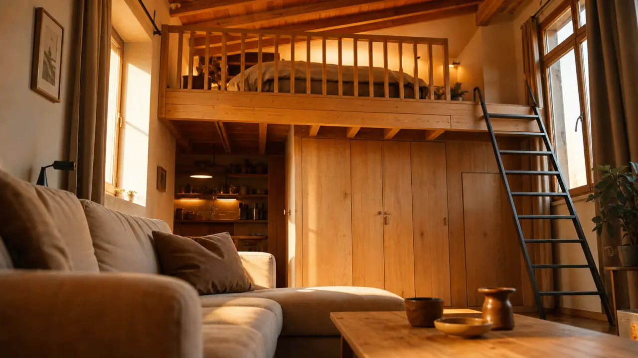 Mezzanine pour studio : lit en hauteur surélevé