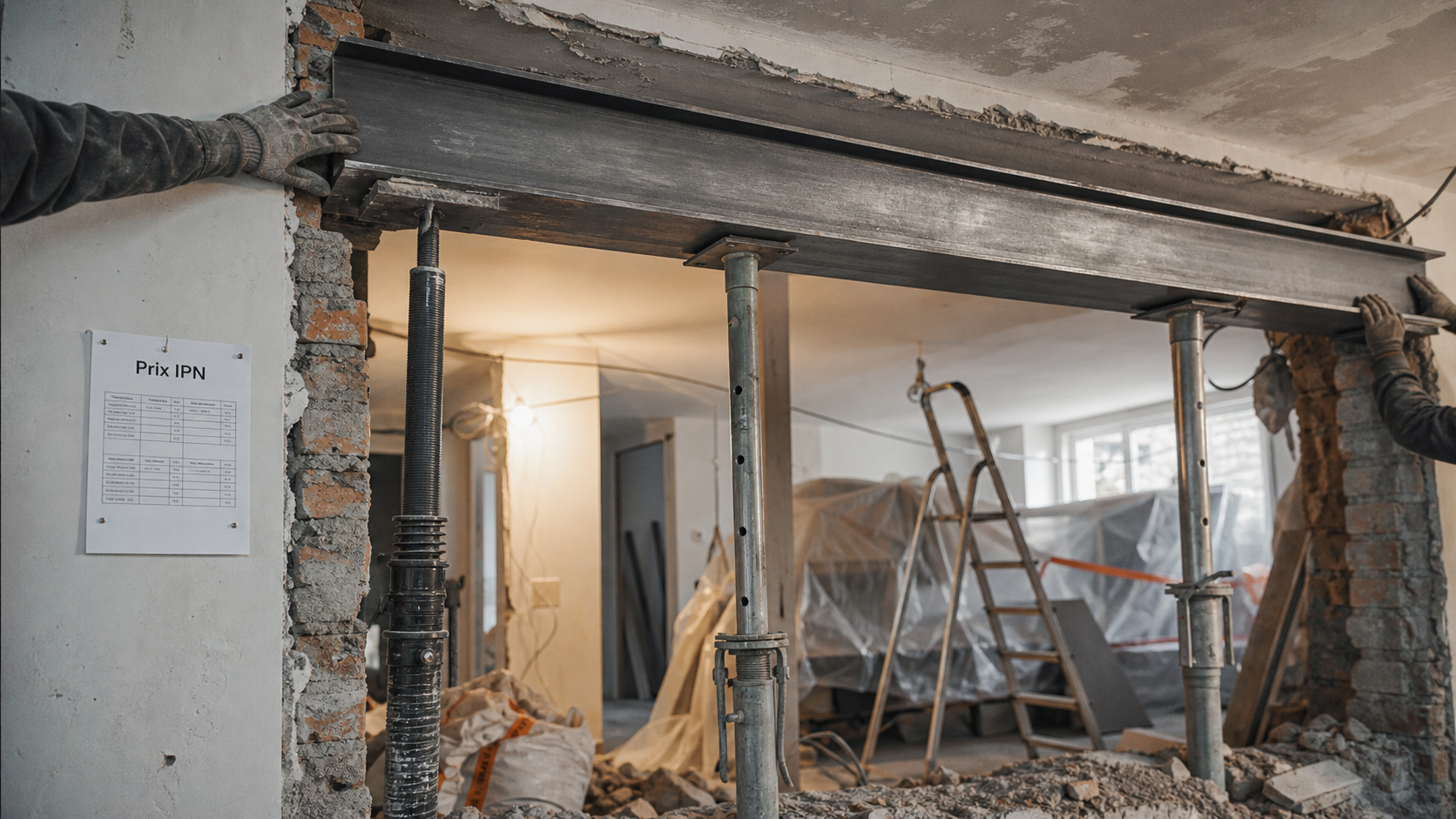 Mur porteur IPN prix : pose sur étais en chantier