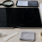 Résine réparation verre plaque induction sur éclat près de la fissure