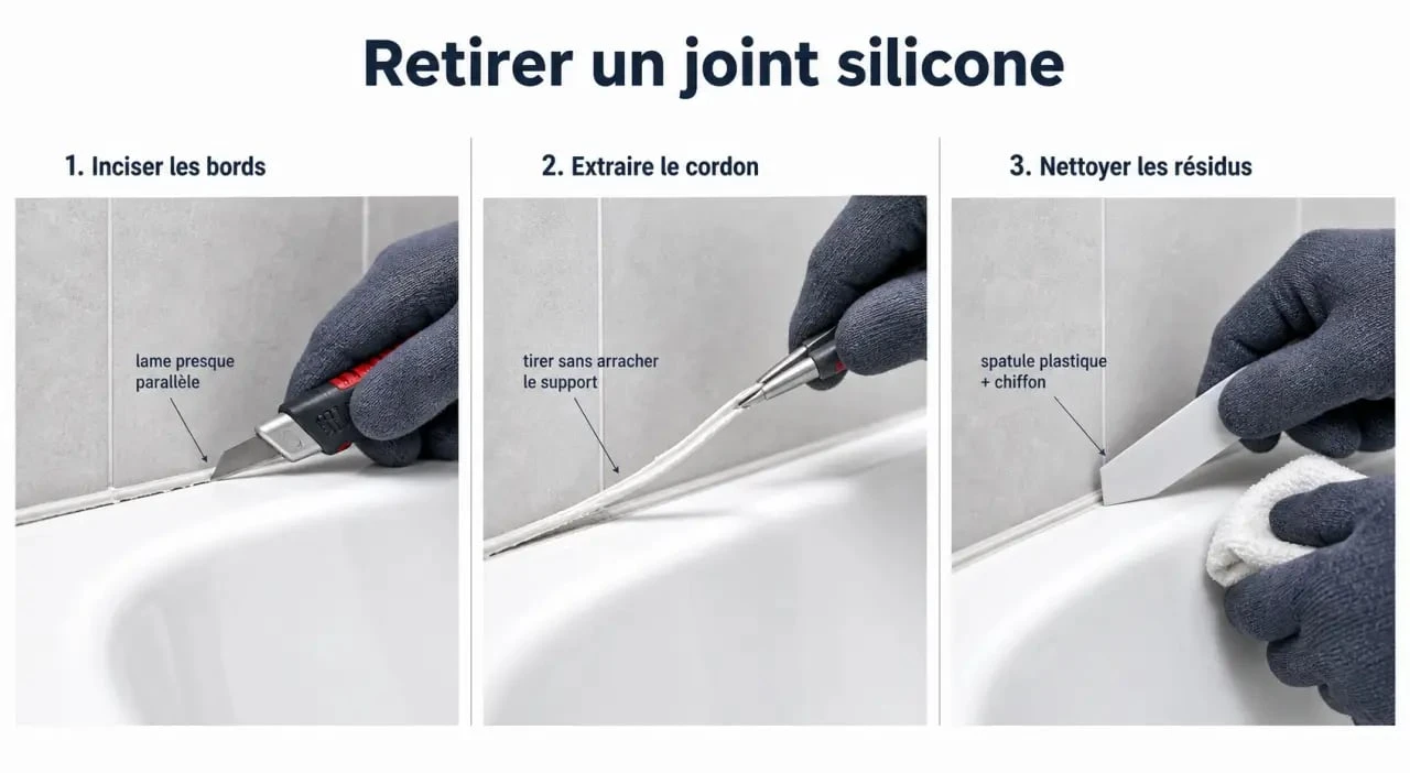 Comment enlever silicone : retirer un joint de baignoire en trois étapes