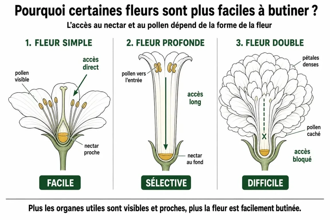 Schéma des plantes mellifere et de l’accessibilité des fleurs pour les abeilles