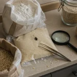 Petite bête noire maison dans la cuisine, près des aliments