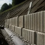 Retenue de terre beton : mur de soutènement en béton stabilise un talus