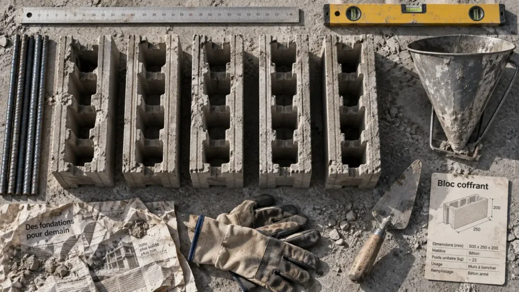 L’agglo coffrant forme un mur armé sans banches traditionnelles