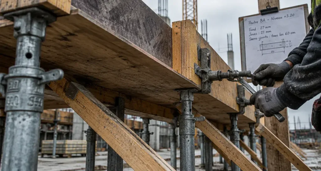 Coffrage pour poutre béton : un étaiement stable pour éviter les déformations