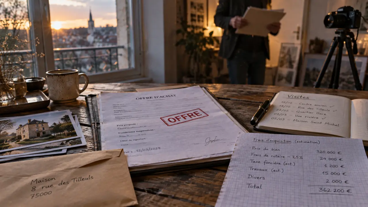 Conseils immobilier achat : dossier d’achat, offre et documents sur table