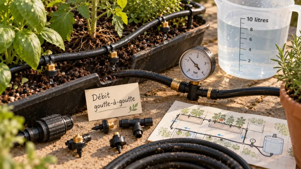 Goutte-à-goutte au jardin : un arrosage précis, sans tuyaux mal dimensionnés