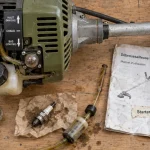 Position starter débroussailleuse : froid, chaud, moteur noyé